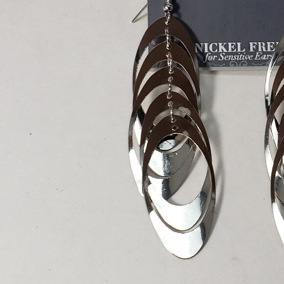 2/$30  Silver Tone 3.25" Hoops Cluster Design Drop Dangle Earrings -  Jewelry - Picture 6 of 8